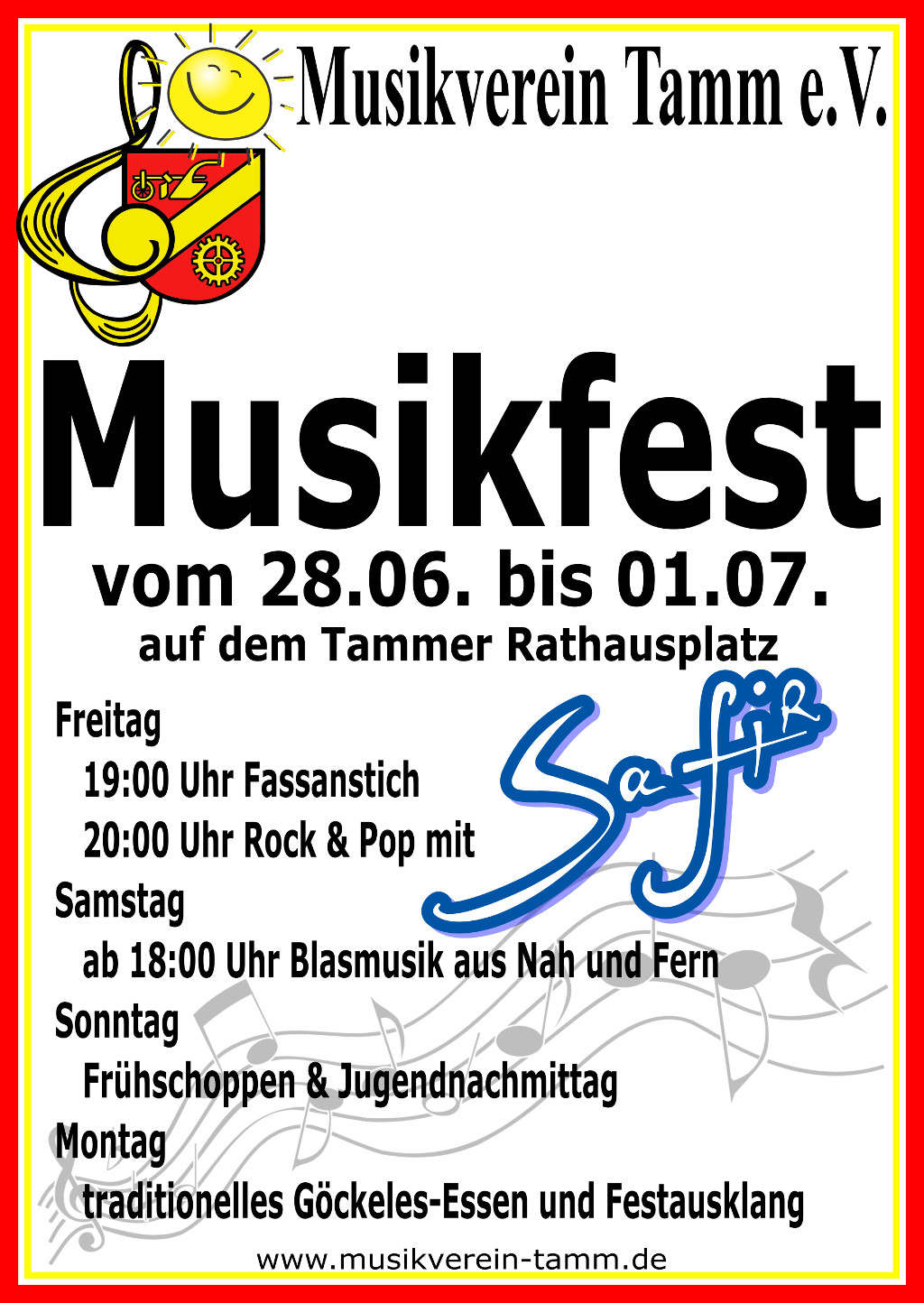 Musikfest 2019 vom 28.06. - 01.07. auf dem Tammer Rathausplatz
