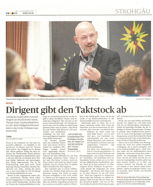 Interview mit Thomas Daub in der LKZ