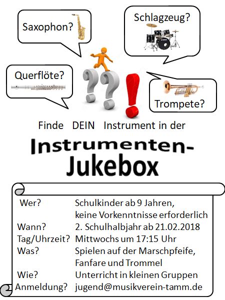 Flyer zur Instrumenten Jukebox 2018