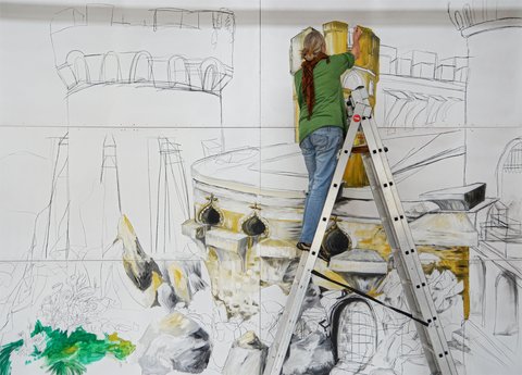 Das Buehnenbild entsteht